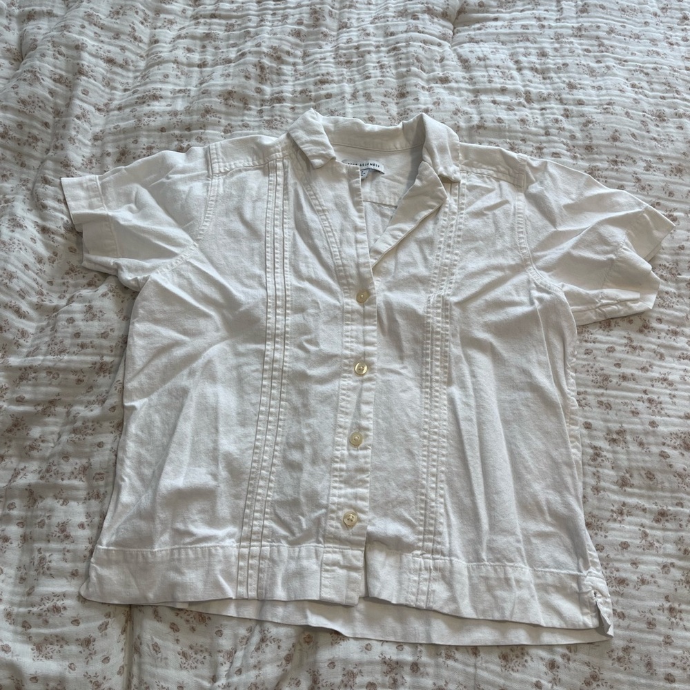 White Short-Sleeve Button-Up Shirt